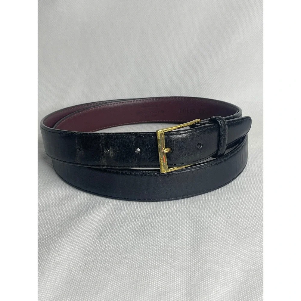 Vintage Brighton Aniline Glazed Leather Belt Size 42 Western Black Brass Buckle